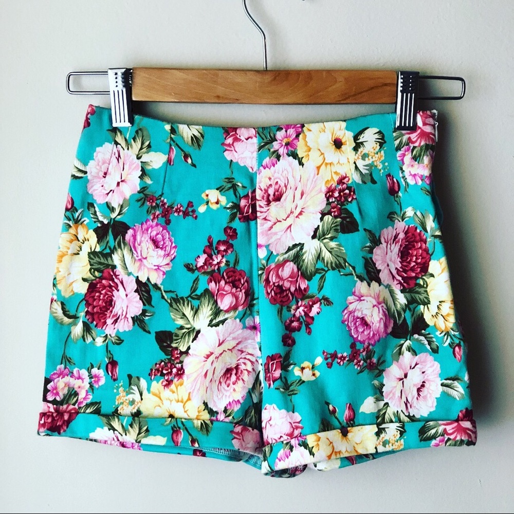 Floral cotton stretch shorts